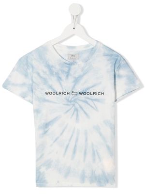 Woolrich Kids logo print tie-dye T-shirt - Blue