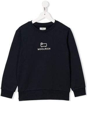 Woolrich Kids organic embroidered-logo sweatshirt - Blue