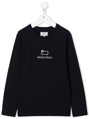 Woolrich Kids organic embroidered sheep T-shirt - Blue