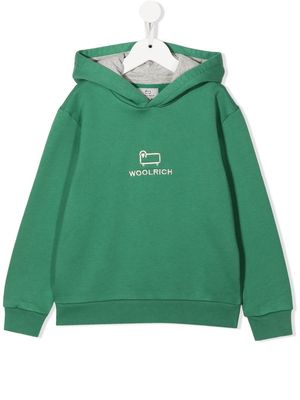 Woolrich Kids organic logo-embroidered hoodie - Green