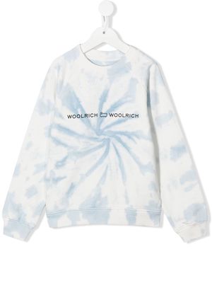 Woolrich Kids tie-dye logo print sweatshirt - Blue