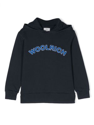 Woolrich Kids varsity terry-cloth-logo hoodie - Blue