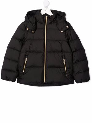 Woolrich Kids zip-up hooded puffer jacket - Black