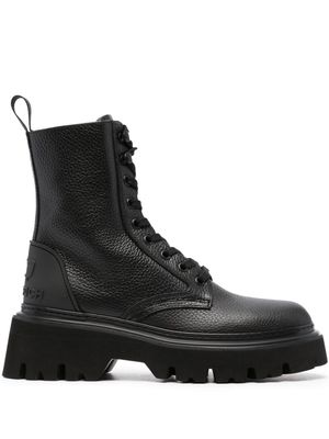 Woolrich lace-up ankle leather boots - Black