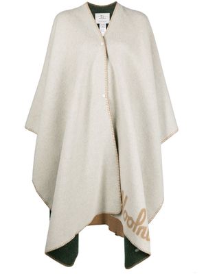 Woolrich Landscape-print cape coat - Neutrals