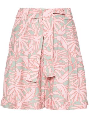 Woolrich leaf-print pleated shorts - Pink