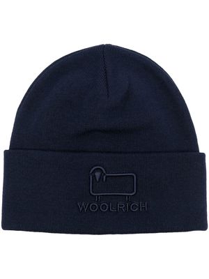 Woolrich logo-embroidered beanie - Blue