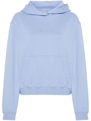 Woolrich logo-embroidered cotton hoodie - Blue