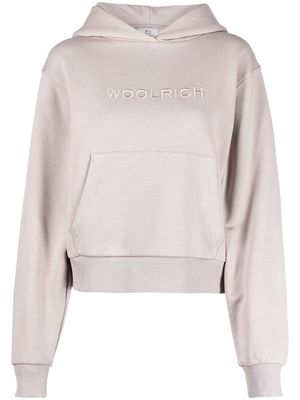 Woolrich logo-embroidered fleece hoodie - Purple