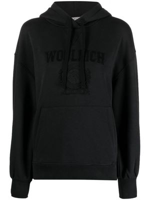 Woolrich logo-embroidered long-sleeve hoodie - Black