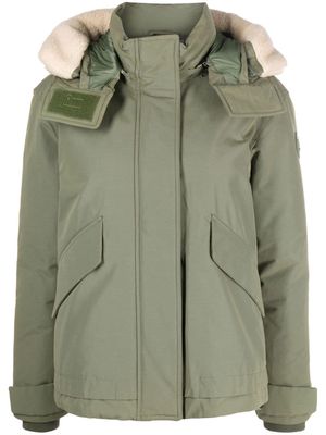 Woolrich logo-patch hooded padded jacket - Green
