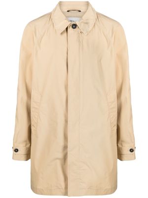 Woolrich logo-patch long-sleeve raincoat - Neutrals