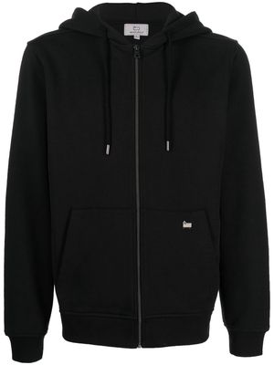 Woolrich logo-patch zip-up hoodie - Black