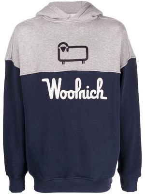 Woolrich logo-print colour-block hoodie - Blue