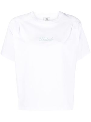 Woolrich logo-print pleat-detail T-shirt - White