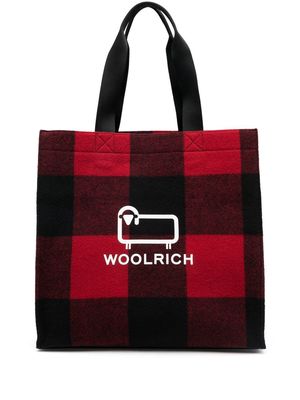 Woolrich logo-print tartan tote bag - Red