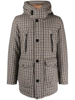 Woolrich plaid-check hooded jacket - Neutrals