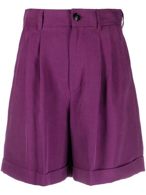 Woolrich pleated turn-up shorts - Purple