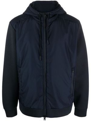 Woolrich rubberised-logo panelled hooded jacket - Blue