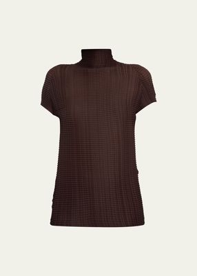 Wooly Pleats-38 High-Neck Top