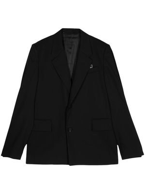 Wooyoungmi appliqué-logo wool-twill blazer - BLACK