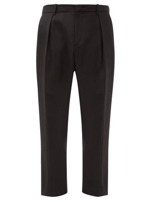 Wooyoungmi - Cropped Turn-up Wool-twill Tailored Trousers - Mens - Black