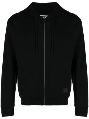 Wooyoungmi jersey-knit drawstring zipped hoodie - Black