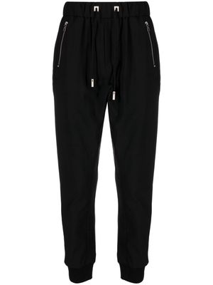 Wooyoungmi jersey-texture tapered trousers - Black