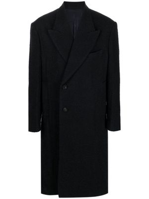 Wooyoungmi peak-lapels textured single-breasted coat - Blue