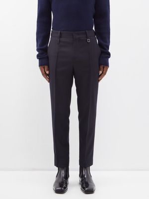Wooyoungmi - Pleated Wool-blend Suit Trousers - Mens - Navy
