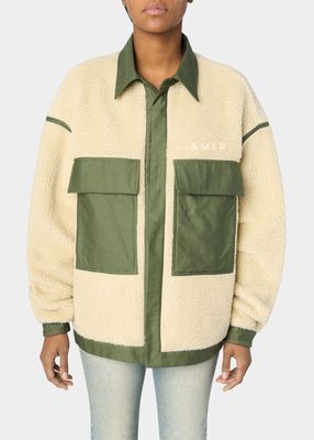 Workwear Logo-Embroidered Faux Shearling Jacket