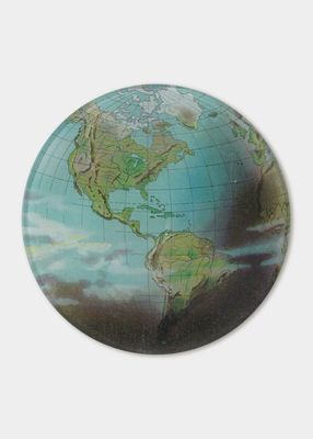 World Atlas Round Decoupage Plate