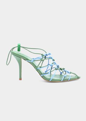 Woven Bicolor Caged Sandals