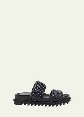 Woven Leather Dual-Band Comfort Sandals
