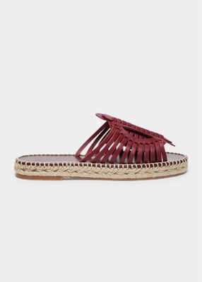 Woven Leather Espadrille Flat Sandals