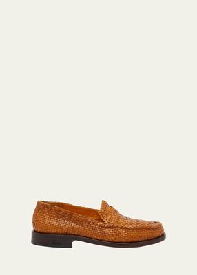 Woven Leather Penny Loafers