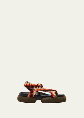Woven Multicolored Stretch Sporty Sandals