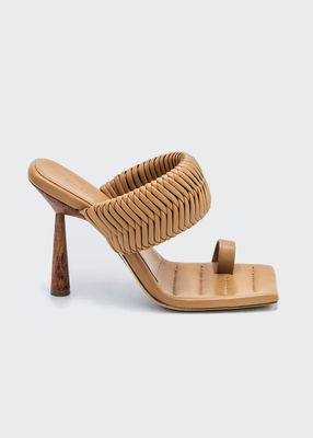 Woven Toe-Ring Slide High-Heel Sandals