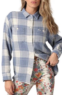 Wrangler Tapestry Plaid Cotton Overshirt in Stone Wash Blue