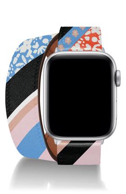 Wristpop Blue Blossom Faux Leather 25mm Apple Watch® Watchband in Pink/Orange/Blue