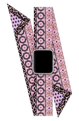 Wristpop Cream Soda Apple Watch® Scarf Watchband in Pink/Silver