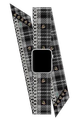 Wristpop Dionne Tartan Apple Watch® Scarf Watchband in Grey/Silver