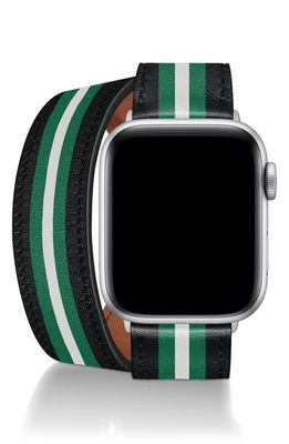 Wristpop Hawkeye Faux Leather 25mm Apple Watch Watchband in Black/Green/White