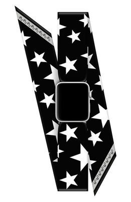 Wristpop Starstruck Apple Watch® Scarf Watchband in Black/White/Silver