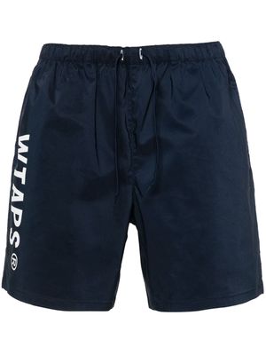 WTAPS logo-print drawstring shorts - Blue