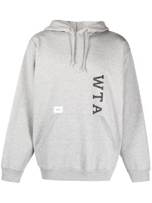 WTAPS logo-print melange-effect hoodie - Grey