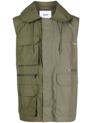 WTAPS sleeveless hooded cargo gilet jacket - Green