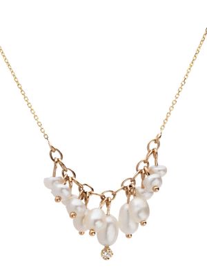 WWAKE 14kt recycled yellow gold Shadow pearl and diamond necklace