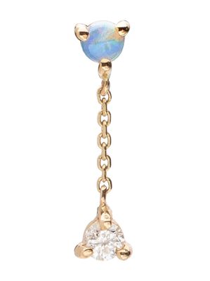 WWAKE 14kt recycled yellow gold small Two Step opal and diamond drop earring