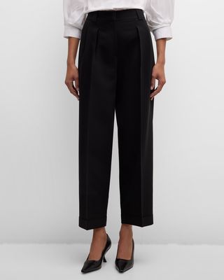 Wyatt High-Rise Pleated Cropped Pants